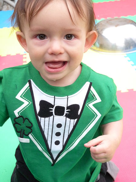 450px-Baby wearing green shirt with shamrock