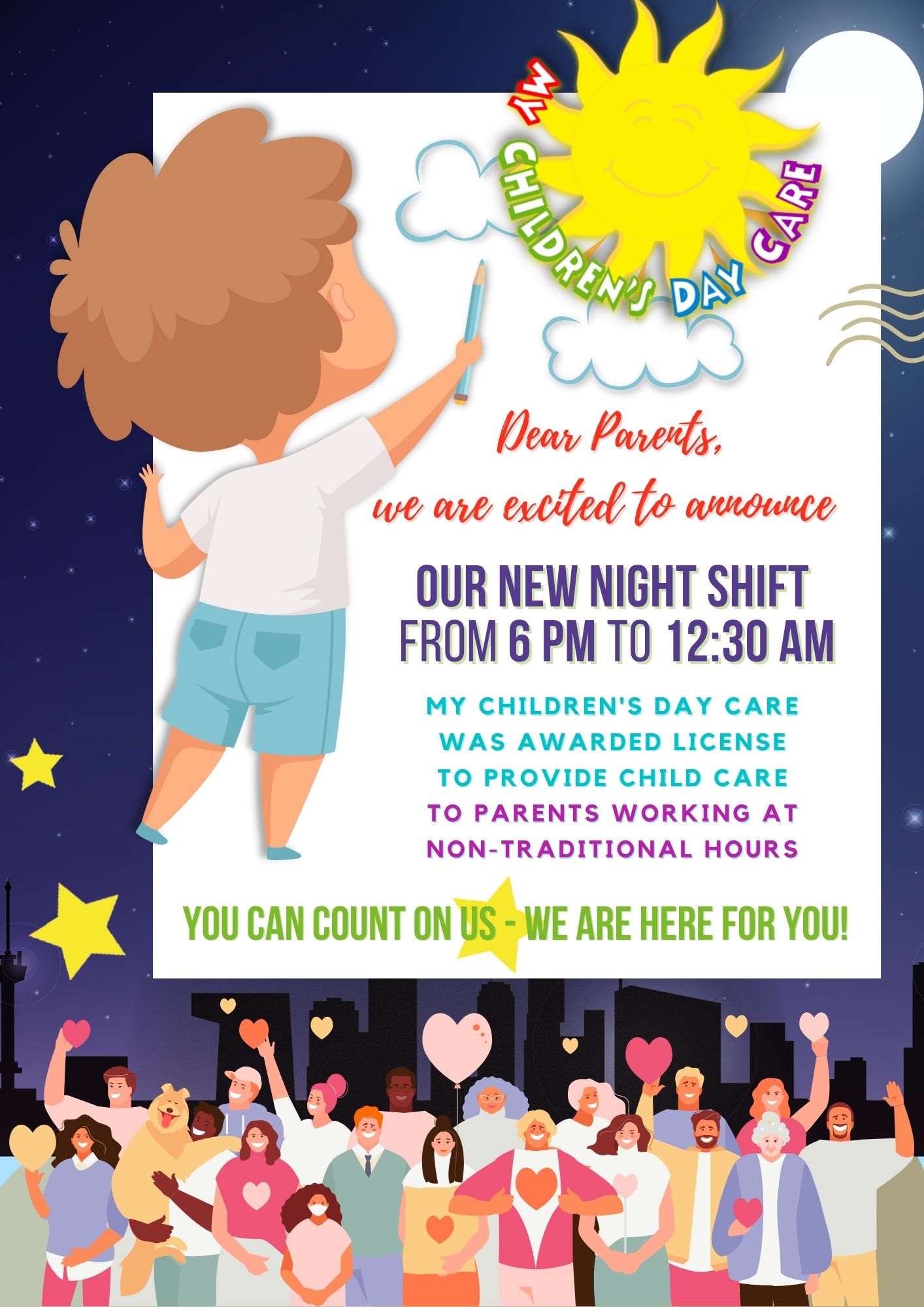 My Childrens Day Care NEW HOURS 6 pm 1230 am
